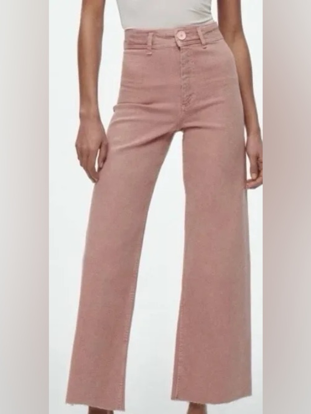 Brand New w Tags! ZARA High Rise Wide-Leg Marine Rose Jeans Size 38 - Picture 2 of 4